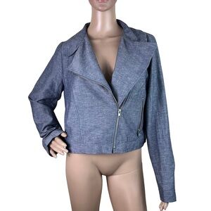 JILL JILL STUART BLUE BIKER JACKET